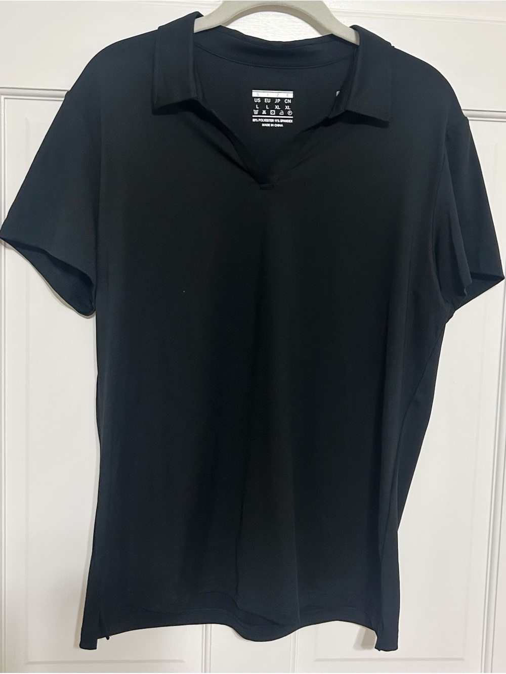 Women's Black Short-Sleeve Polo Top - Classic Collar